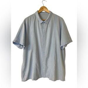 Men’s Linen Cotton Sky Blue Button Down Guayabera Short Sleeve Shirt Size XXL